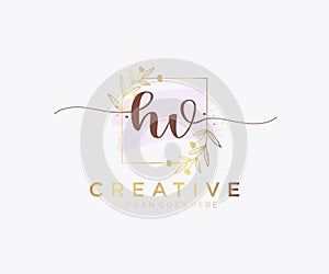 Initial HV feminine logo. Usable for Nature, Salon, Spa, Cosmetic and Beauty Logos. Flat Vector Logo Design Template Element