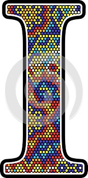 Initial i with colorful mexican huichol art style photo
