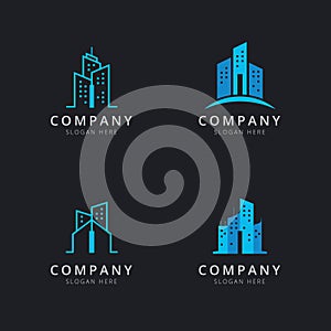 Initial I logo with building elements template