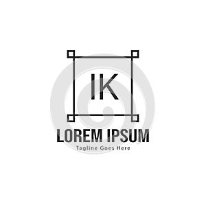 Initial IK logo template with modern frame. Minimalist IK letter logo vector illustration