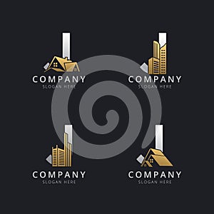 Initial J logo with real estate elements template