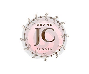 Initial JC feminine logo. Usable for Nature, Salon, Spa, Cosmetic and Beauty Logos. Flat Vector Logo Design Template Element