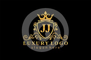 Initial JJ Letter Royal Luxury Logo template in vector art for Restaurant, Royalty, Boutique, Cafe, Hotel, Heraldic, Jewelry,