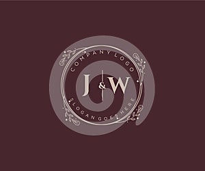 initial JW letters Decorative luxury wedding logo