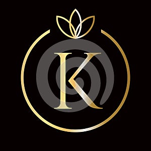 Initial K letter luxury, beauty, ornament monogram logo for wedding, fashion, jewelry, boutique, floral and botanical template