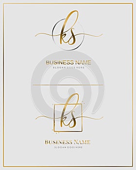 Initial K S KS handwriting logo vector. Letter handwritten logo template.