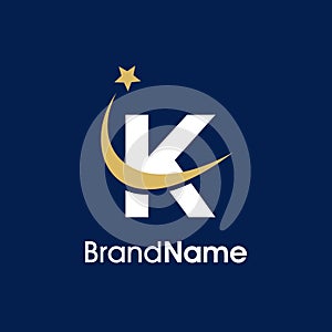 Initial K Swooshing Star Logo