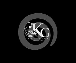 Initial KG letter luxury beauty flourishes ornament monogram logo photo