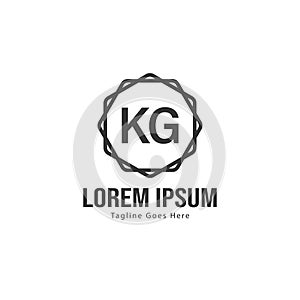 Initial KG logo template with modern frame. Minimalist KG letter logo vector illustration