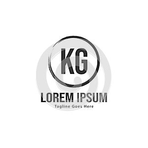 Initial KG logo template with modern frame. Minimalist KG letter logo vector illustration