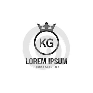 Initial KG logo template with modern frame. Minimalist KG letter logo vector illustration