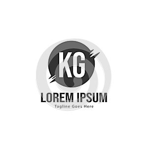 Initial KG logo template with modern frame. Minimalist KG letter logo vector illustration