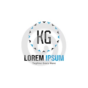 Initial KG logo template with modern frame. Minimalist KG letter logo vector illustration