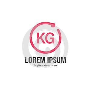 Initial KG logo template with modern frame. Minimalist KG letter logo vector illustration