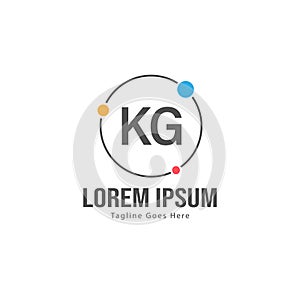 Initial KG logo template with modern frame. Minimalist KG letter logo vector illustration