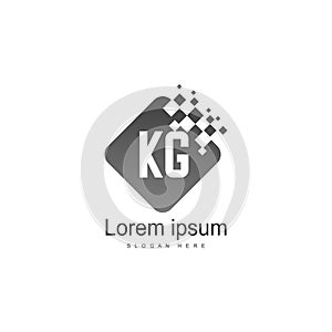 Initial KG logo template with modern frame. Minimalist KG letter logo vector illustration