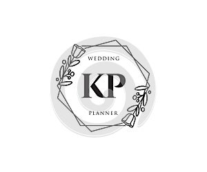 Initial KP feminine logo. Usable for Nature, Salon, Spa, Cosmetic and Beauty Logos. Flat Vector Logo Design Template Element