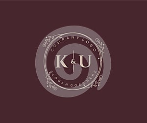 initial KU letters Decorative luxury wedding logo