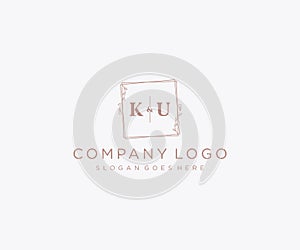 initial KU letters Decorative luxury wedding logo