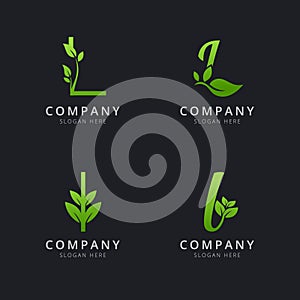 Initial L logo with leaf elements template