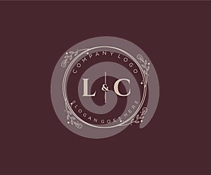 initial LC letters Decorative luxury wedding logo