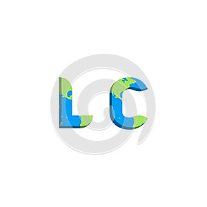 Initial LC logo design with World Map style, Logo business branding