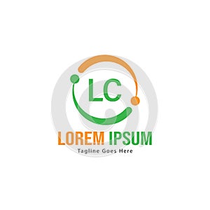 Initial LC logo template with modern frame. Minimalist LC letter logo vector illustration
