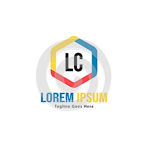 Initial LC logo template with modern frame. Minimalist LC letter logo vector illustration