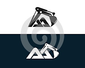 Initial Letter AA Excavator Logo Design Concept.