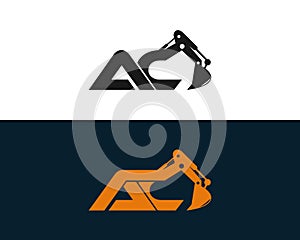 Initial Letter AC Excavator Logo Design Concept.