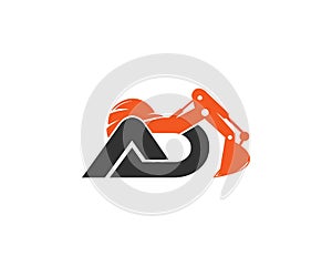 Initial Letter AD Excavator Logo Design Concept.