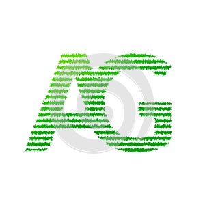 Initial letter AG with green strips line vector