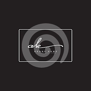 Initial Letter AK Logo - Handwritten Signature Logo for Alphabet A and K