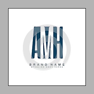 Initial Letter AMH Logo - Simple Monogram Logo for Initials A, M and H