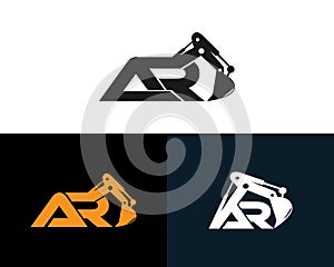 Initial Letter AR Excavator Logo Design Concept.