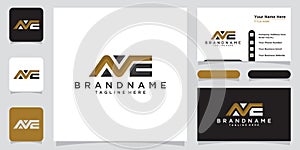 Initial letter AVE design Template with business card design