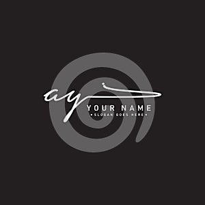 Initial Letter AY Logo - Handwritten Signature Style Logo