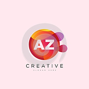 Initial letter AZ logo template colorful circle sphere design for business and company identity