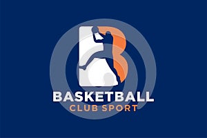 Initial letter B basketball logo icon. basket ball logotype symbol,