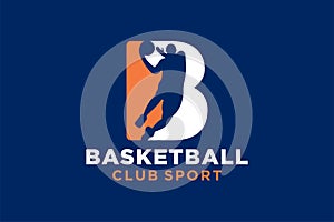 Initial letter B basketball logo icon. basket ball logotype symbol,