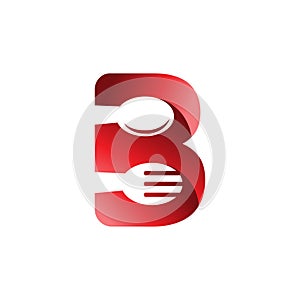 Initial Letter B Kitchen Logo icon design template elements with spoon and fork. Vector logo illustration. Graphic food icon symbo