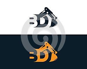 Initial Letter BD Excavator Logo Design Concept.