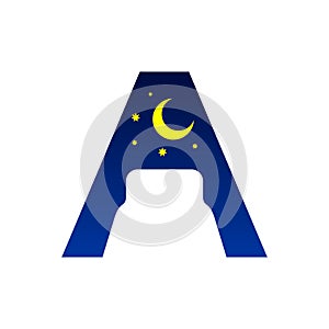 Initial Letter A Bed Negative Space Symbol Design