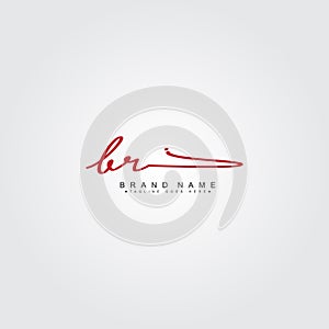 Initial Letter BR Logo - Handwritten Signature Logo for Alphabet B and R