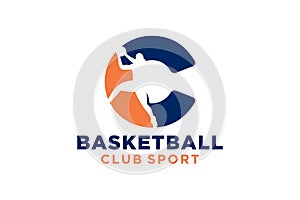 Initial letter C basketball logo icon. basket ball logotype symbol,