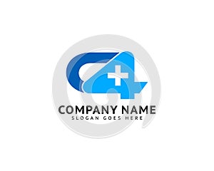 Initial Letter C4 Cross Plus Logo Icon Design Template Elements