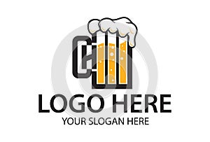 Initial Letter C and H with Glass Beer Logo Design