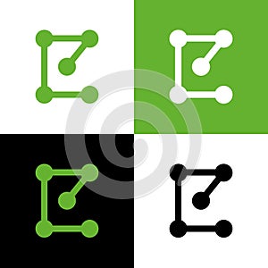 Initial letter C logo design template elements, dot connection vector illustration, digital technology concept