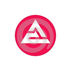 Initial letter CA or AC logo template, triangle shape monogram logo on circle background, vector illustration