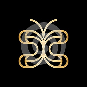 Initial letter cc butterfly elegant line modern logo